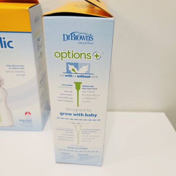 4 2 Pk Each Dr. Brown's Anti-colic Options Plus Wide-Neck Baby Bottles - Picture 3 of 5
